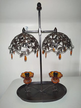 Rare Vintage Wrought Iron Double Candlestick Holder - £43.06 GBP
