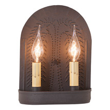 Irvins Country Tinware Double Sconce with Willow in Textured Black - $76.22