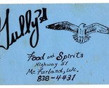 Gully&#39;s Food and Spirits Menu Highway 51 McFarland Wisconsin  - $11.88