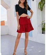  Alelly Skirt Size L Mini Ruffle Red Swing Beach - £9.34 GBP
