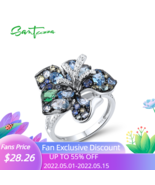 Silver Ring For Women Genuine 925 Sterling Silver Sparkling Multi Gems B... - $73.21