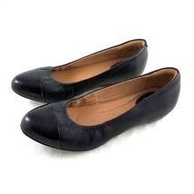 Clarks Artisan Black Leather Cap Toe Ballet Flats Comfort Shoes Womens 6.5 W - £32.06 GBP