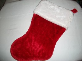 16&quot; Plush Red White Faux Fur Christmas Stocking Holiday Ornament Decoration - $12.99