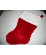 16&quot; Plush Red White Faux Fur Christmas Stocking Holiday Ornament Decoration - £10.35 GBP