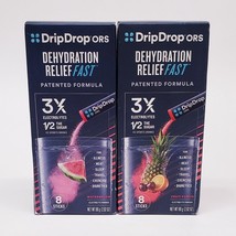 2 Boxes Drip Drop ORS-Dehydration Relief Fast-WATERMELON&amp;FRUIT Punch Powder 16CT - £19.69 GBP