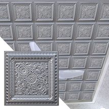 Dundee Deco Rustic Floral Silver Glue Up or Lay in, PVC 3D Decorative Ceiling Pa - $19.59+