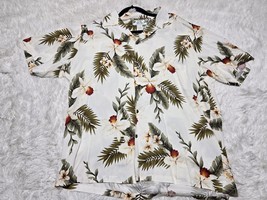 VTG Two Palms Hawaiian Shirt Mens L White Floral All Over Print USA Made... - £12.51 GBP