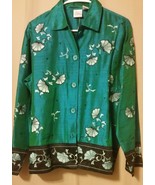 BLEU BAYOU - Turquoise LS Blouse Silk with Beading Embroidery S/P NWT  B6 - $38.62