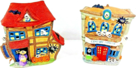 Halloween Houses Set Of 2 Ceramic Bisque 5 1/2&quot; Tall x 5&quot; x 4&quot; - £16.20 GBP