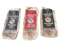 Lot Of 3 Vtg Olin Winchester &amp; Lawrence Brand Shot Empty Canvas Bags 25 Lbs - $19.79
