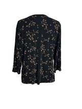 Vintage Briggs New York Womens Size Large Knit Pullover Black Brown Floral Shirt - £11.92 GBP