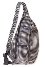 KAVU Rope Sling Canvas Bag Crossbody Houndstooth Gray Backpack Multi Pocket - £17.40 GBP