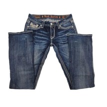 Buckle Rock Revival Jeans &quot;Maria&quot; Sequins Leather Insert Boot 29 X 34.5 ... - $46.43