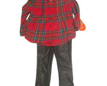 Wonder Nation 18 M Toddler Girl Dress Set Red Plaid Flannel Black Pleath... - $14.84
