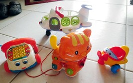 Toy Lot 4 Fisher PRICE-VTECH Airplanes-Kitty-Telephone All Work Euc - £24.35 GBP