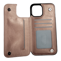 PU Leather Wallet Card Holding Case For iPhone 13 Pro Max 6.7&quot; ROSE GOLD - £6.10 GBP