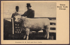 Pres. Taft &amp; Prof. Curtis B&amp;W Postcard 1912 - Union Stock Yards, Chicago IL - £9.79 GBP