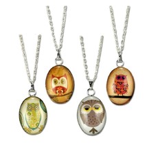 4pcs OWL NECKLACES Set of 4 Cute Bird 1&quot; Pendant Necklace Fashion Jewelr... - $3.95