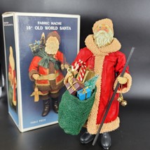 Santa’s World Santa Figure 10&quot; Handmade Fabric Mache with Bag of Toys Or... - $15.74