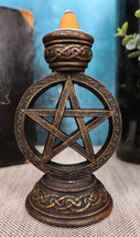 Celtic Witchcraft Wicca Sacred Pentagram Circle Backflow Incense Burner Figurine - £18.18 GBP