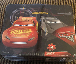 Cardinal Disney Pixar Cars Puzzle Tin Lunch Box Toy Storage 24 Pieces  F... - £7.76 GBP