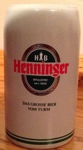 Henninger HB Beer Sohm Stein Mug, &quot;Das Grosse Bier Vom Turm&quot; - $4.49
