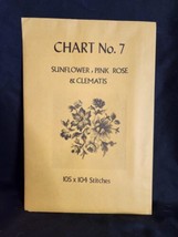 Vtg rare Babs Fuhrmann petit point Chart No. 7 Sunflower Pink Rose &amp; Clematis - £19.07 GBP