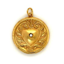 Antique Gold Signed BB Co. Bliss Brothers Victorian Heart Ornate Locket Pendant - £73.88 GBP