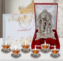 Radha Krishna Statue Oxidized Finish Set of 6 Pics (18 cm X 10 cm X 10 cm)Beaut - £37.79 GBP