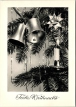 Vtg German Postcard Frohe Weihnacht (Merry Christmas) Bells unused trees Candel - £3.94 GBP