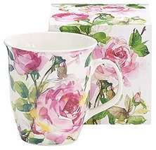 Burton &amp; Burton 9726810 Porcelain Mug Pink Roses,16oz - £9.08 GBP