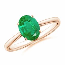 ANGARA Oval Solitaire Emerald Cocktail Ring for Women, Girls in 14K Solid Gold - £1,108.86 GBP
