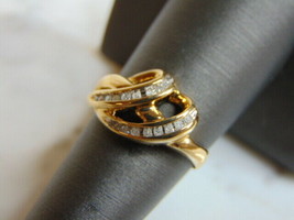 Womens Vintage Estate 10K Yellow Gold Diamond Ring 2.7g E5335 - £158.24 GBP