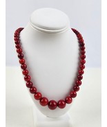 Red Coral graduated beaded stand necklace Sterling silver clasp Stamped ... - £85.33 GBP