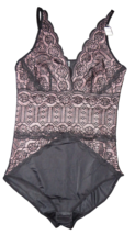 Adrienne Vittadini Sexy Black Taupe Lace Trimmed Shaping Bodysuit Plus S... - $29.99