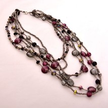 Women&#39;s Fashion Jewelry Three Strand Burgundy Necklace - £10.21 GBP