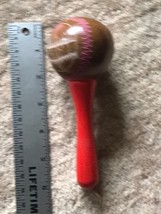 Vintage Puerto Rico Hand carved &amp; painted Wooden Maracas Percussion Shaker 6&quot;L - $7.91
