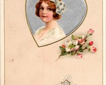 1914 Vintage Valentine Postcard John Winsch Victorian Girl Embossed Silv... - £4.65 GBP