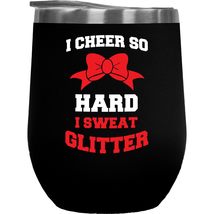 I Cheer So Hard I Sweat Glitter. Cute Cheerleading Bow Gift Cup For A Sassy Chee - £22.32 GBP