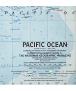 1962 Pacific Ocean Map National Geographic Double Sided 24.75 x 19&quot; F13H - $40.73 CAD