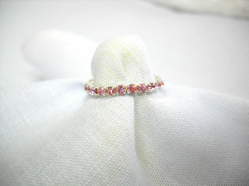 Primary image for DAZZLING PASTEL PINK AUSTRIAN CRYSTAL STRETCH TOE RING FOOT JEWELRY FEET