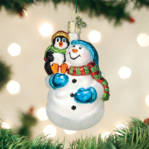 Old World Christmas Snowman With Penguin Pal Glass Christmas Ornament 24181 - £10.89 GBP