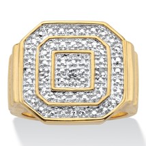PalmBeach Jewelry Men&#39;s Round Gold-Plated Genuine Diamond Accent Octagon Ring - £20.75 GBP