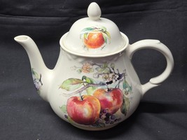 Vintage ARTHUR WOOD &amp; SON 4 Cup Teapot &amp; Lid Pattern 6363 - Apples Plums Cherry - $27.70