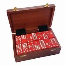 Domino Double Nine Red in Dovetail Jointed Sheesham Wood Box - Jumbo Tournament  - £38.83 GBP