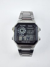 Casio AE1200WH Chronograph Watch World Time Silver Color Fair Condition - $17.81