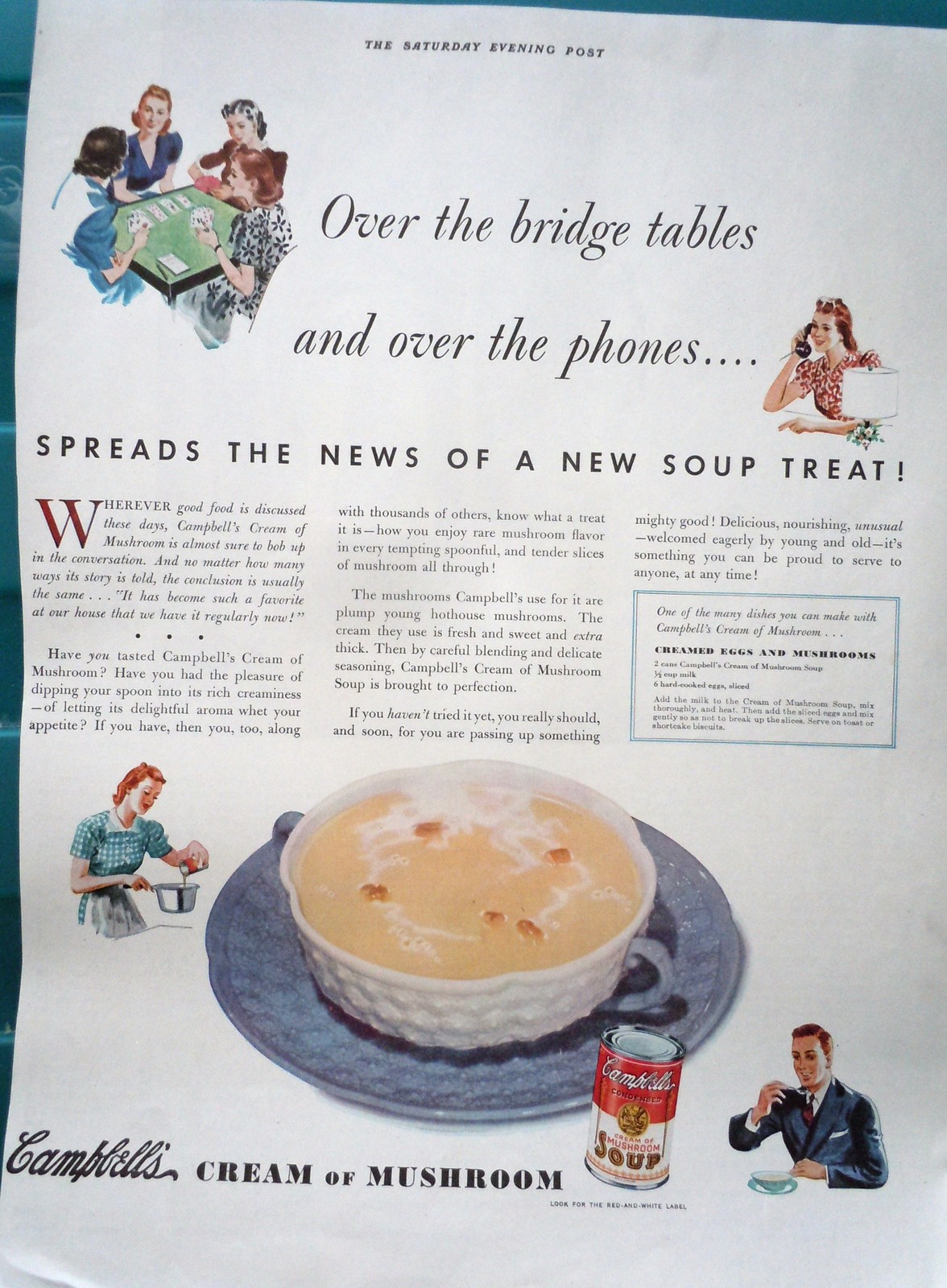 Campbell’s Cream Of Mushroom Soup Print Advertisement Art 1940 - $7.99