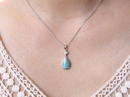 Larimar Necklace, 925 Sterling Silver, Topaz, Gemstones, Necklace Pendant, Penda - £23.34 GBP