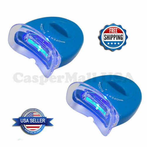 2 Pcs Mouth Teeth Bleaching Whitening Blue White LED Light with Batteries - $8.86