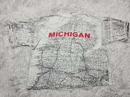 Michigan State Shirt Boxy No Tag Map All Over Roads Lower Peninsula VTG ... - $9.46